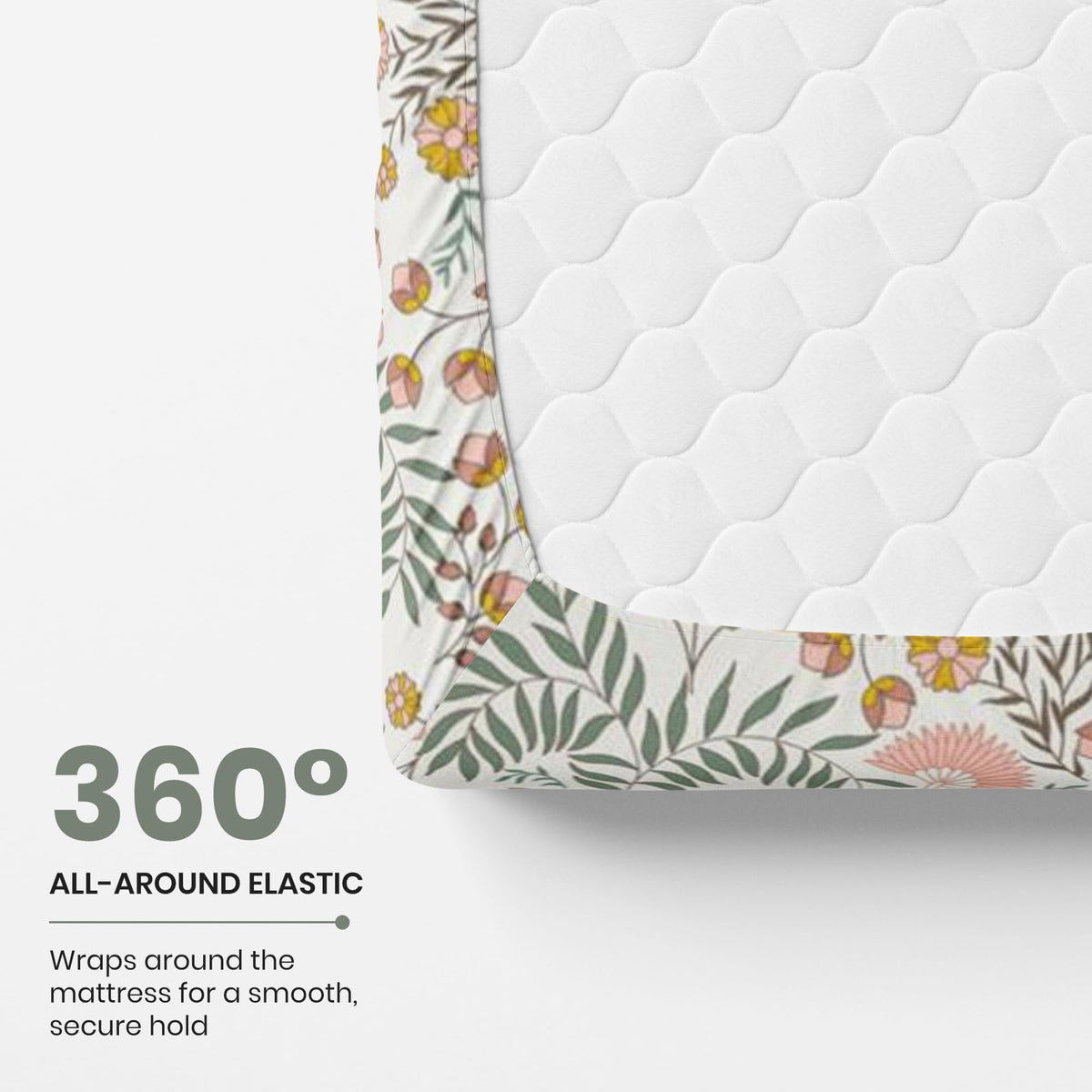 Ditsy Fresh Floral 144 TC 100% Cotton Elastic Fitted Single Bedsheet with 1 Pillow Cover - 78 x 36 Inches
