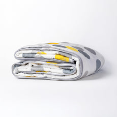 Grey & Yellow Polka Dots 100% Cotton Reversible Comforter for Single Bed | 150 GSM Lightweight Winter Quilt | AC Blanket 54