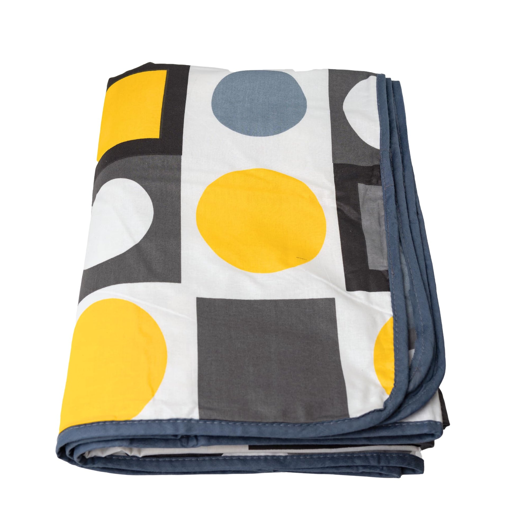 Forged Iron Grey & Lemon Zest Yellow 100% Cotton Reversible Single Bed Blanket | Lightweight & Soft AC Dohar | Breathable for All Seasons | 54 x 84 Inches