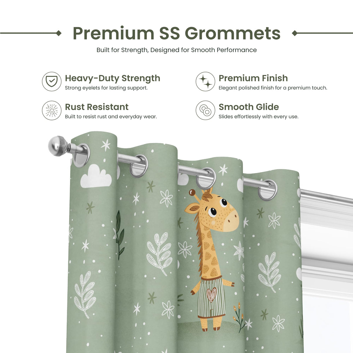 Jungle Giraffe Door Curtain - Cotton Set of 2 (4 x 7 ft)