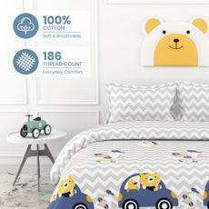 Car Ride 186 TC Cotton King Size Bedsheet with 2 Pillow Covers - Soft, Durable & Gift-Ready (108 x 108 Inches)