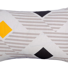 Modern Geometric Yellow 144 TC Cotton Pillow Cover Set of 2 - Soft, Breathable & Durable (17 x 27 Inches)