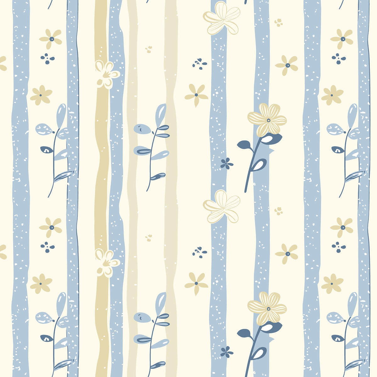 Loreto Powder Blue Daisy Stripes Cotton Cushion Covers | Set of 3 | 16 x 16 Inches - main product image