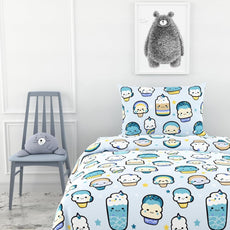Kawaii Pastel Sky Drinks Soft & Breathable 100% Cotton Flat Single Bedsheet, 144 TC
