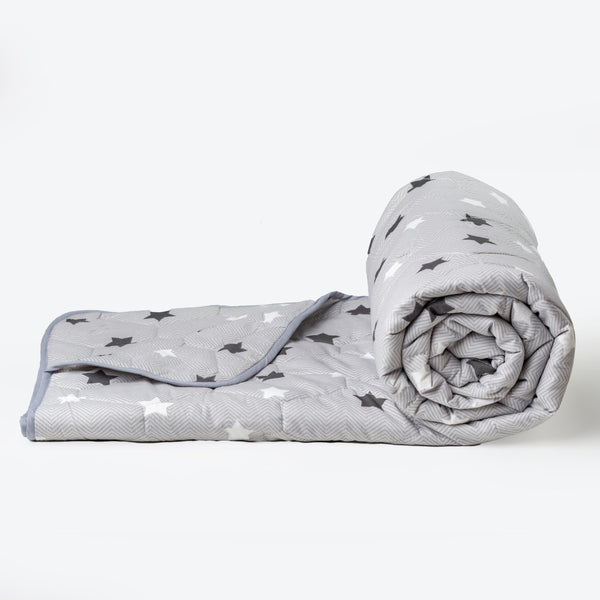 Loreto Cotton Single Comforter | Grey Slate Stars