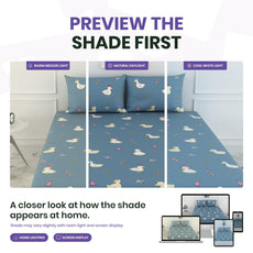 Pastel Blue Duck Party 100% Cotton Double Fitted Bedsheet with 2 Pillow Covers, 144 TC, 78 x 60 Inches