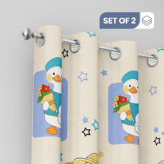 Playful Ducks Door Curtain - Cotton Set of 2 (4 x 7 ft)