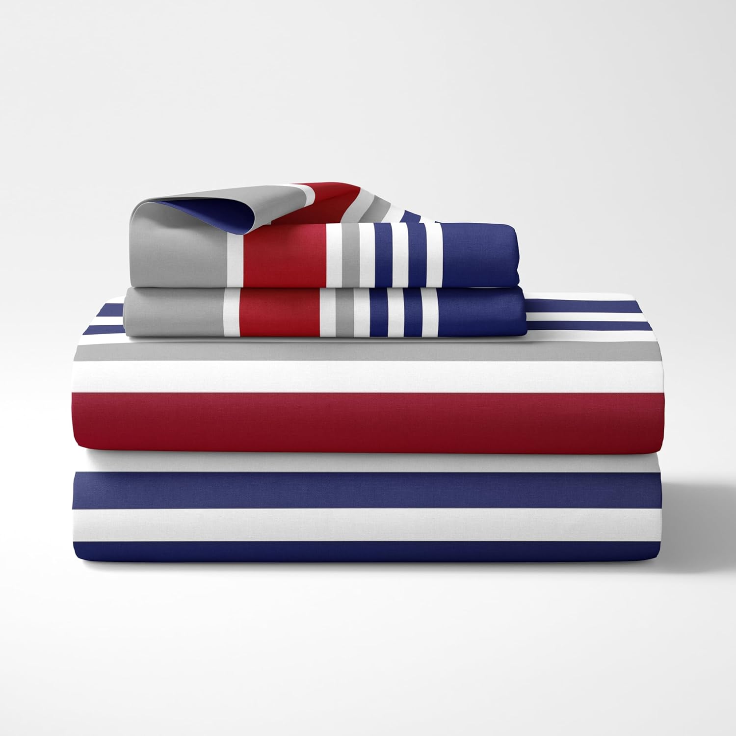 England Blue and Red 100% Cotton Flat Double Bedsheet, 144 TC
