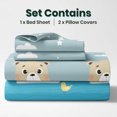 Bear & Duck 186 TC Cotton King Size Bedsheet with 2 Pillow Covers - Soft, Durable & Gift-Ready (108 x 108 Inches)