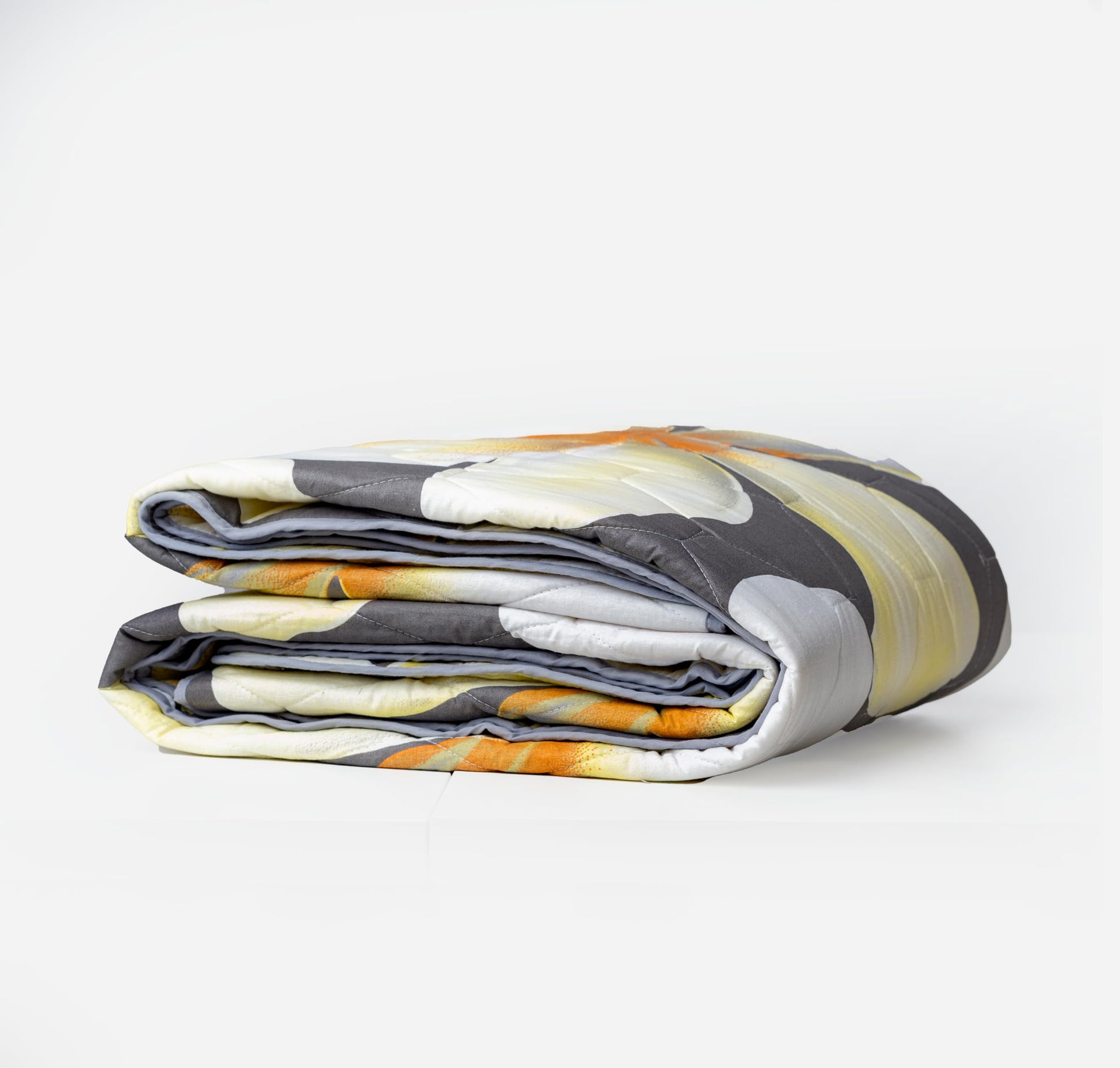Grey & Celery White Flower 100% Cotton Reversible Comforter for Single Bed | 150 GSM Lightweight Winter Quilt | AC Blanket 54" x 84"