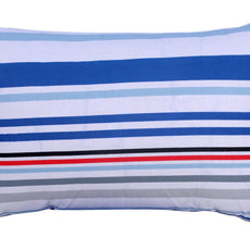 Blue Nautical Stripe 144 TC Cotton Pillow Cover Set of 2 - Soft, Breathable & Durable (17 x 27 Inches)