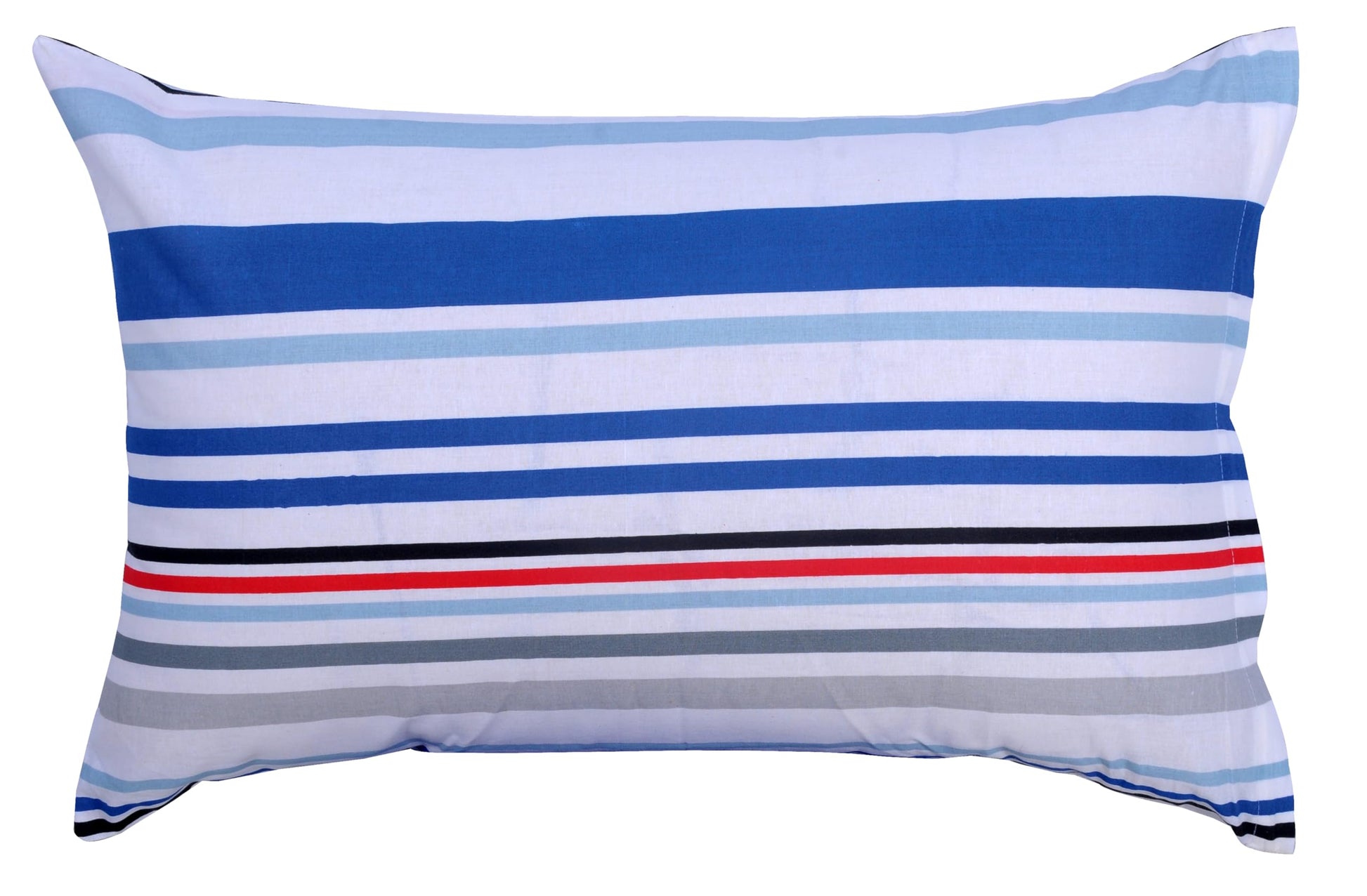Blue Nautical Stripe 144 TC Cotton Pillow Cover Set of 2 - Soft, Breathable & Durable (17 x 27 Inches)