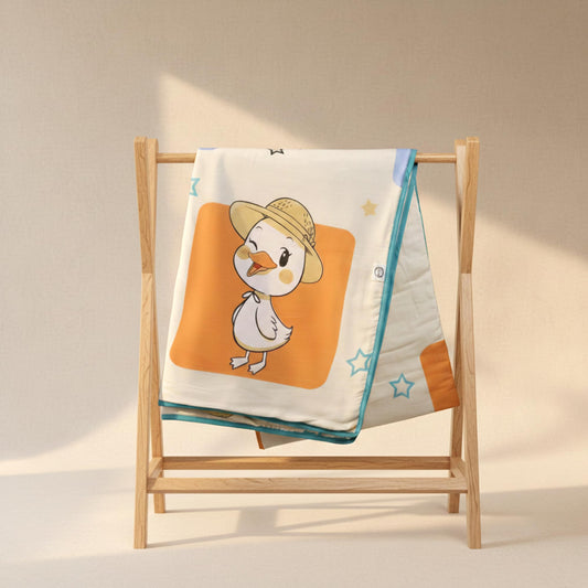 Playful Ducks Single Dohar - 100% Cambric Cotton Lightweight AC Blanket (58 x 88 Inches)