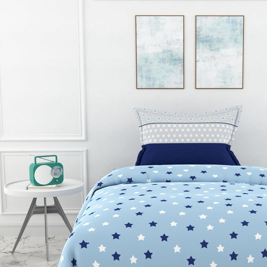 ब्लू स्टार फील्ड 100% कॉटन फ्लैट सिंगल बेडशीट, 144 TC