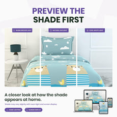 Bear & Duck 100% Cotton Bedsheet for Single Bed | 186 TC Percale Weave Soft & Durable Flat Sheet with Pillow Cover | 58 x 88 Inches