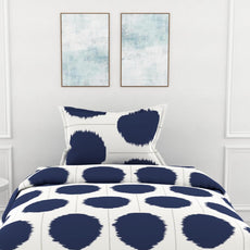 Navy Haze Big Polka 100% Cotton Flat Single Bedsheet, 144 TC