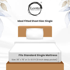 Charcoal Grey & Mustard Yellow Modern Geometric 100% Cotton Single Fitted Bedsheet, 144 TC