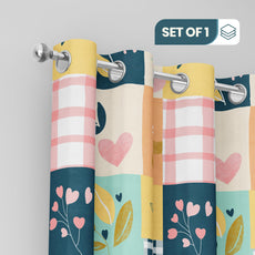 Pastel Garden Window Curtain - Cotton Set of 1 (4 x 5 ft)