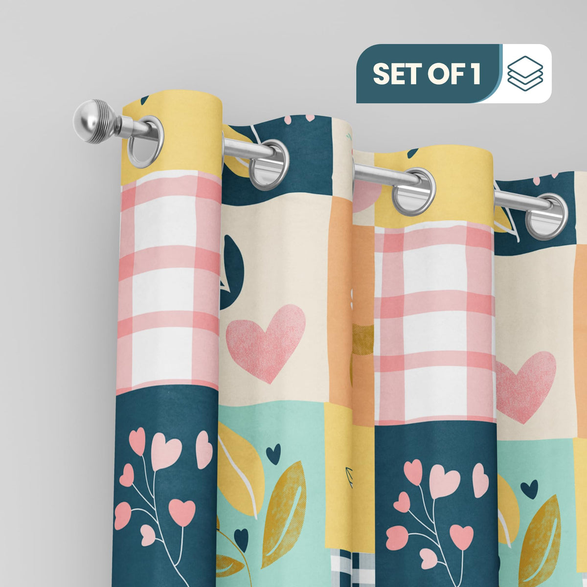 Pastel Garden Window Curtain - Cotton Set of 1 (4 x 5 ft)