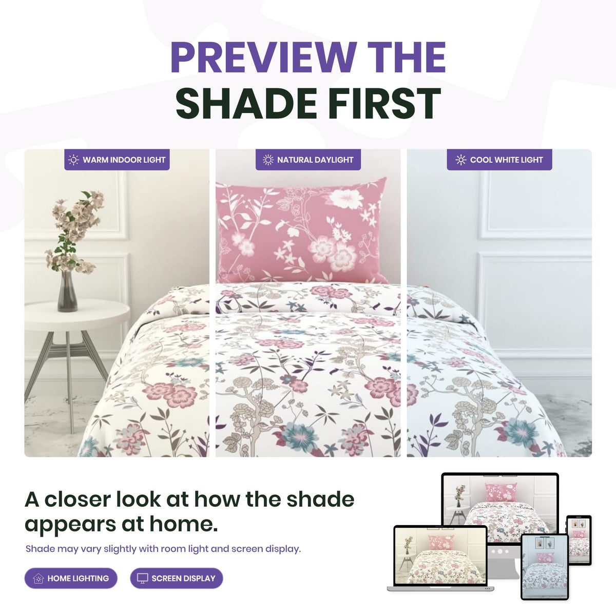 Blush Pink & Teal Blooms Soft & Breathable 100% Cotton Flat Single Bedsheet, 144 TC