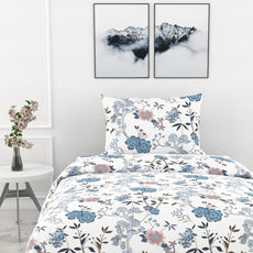 Blush & Blue Meadow Bloom Soft & Breathable 100% Cotton Flat Single Bedsheet, 144 TC