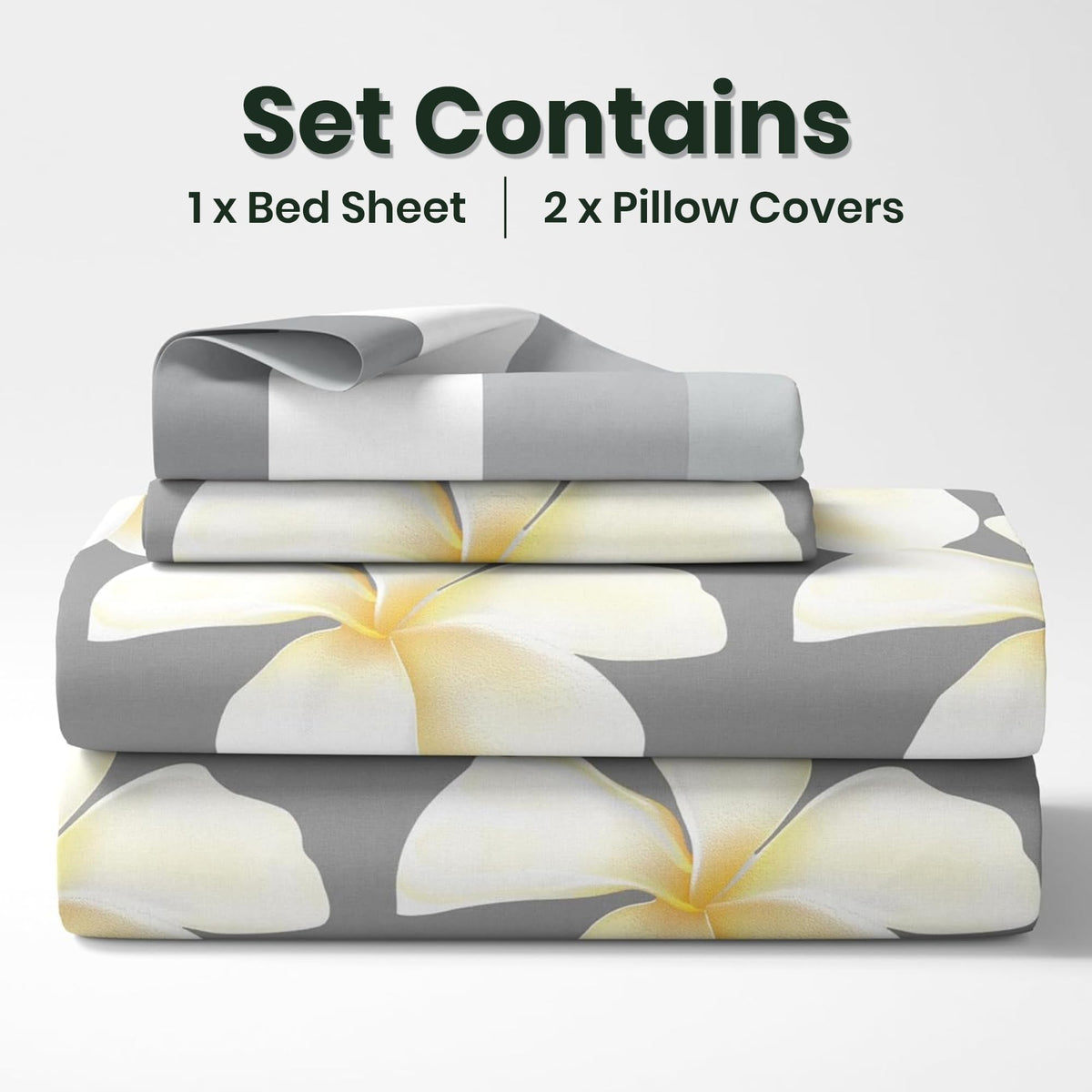 White and Grey 100% Cotton Flat King Bedsheet, 144 TC