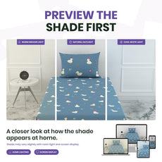 Pastel Blue Duck Party 100% Cotton Elastic Fitted Bedsheet for Single Bed with 1 Pillow Cover | Soft & Breathable | 78 x 36 Inch, 144 TC