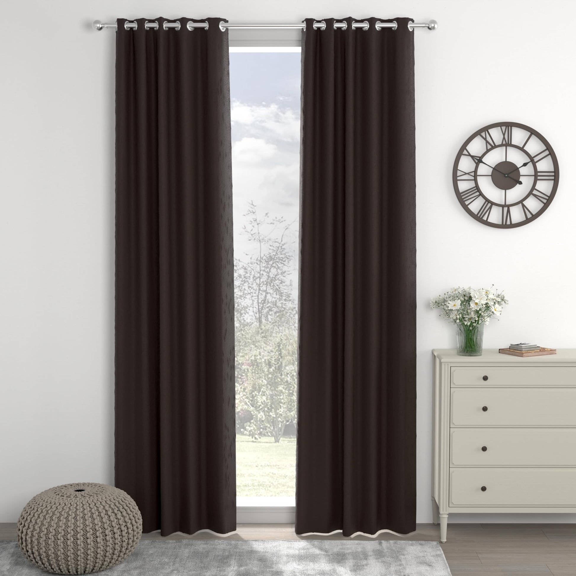 Dark Coffee Door Curtain - Blackout Set of 2 (4 x 7 ft)