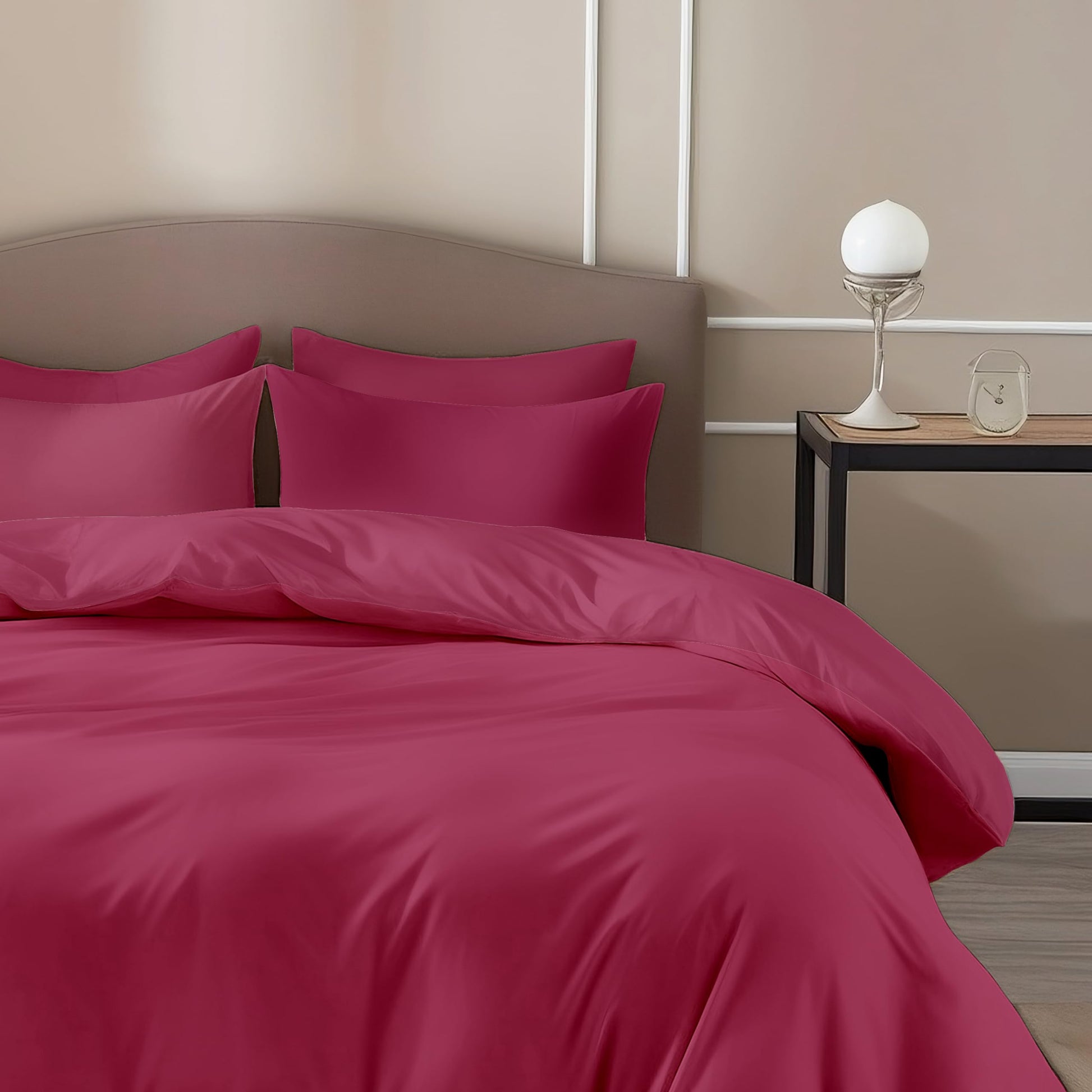 Mulberry Wine 210 TC Cotton Bedsheet for King Size Bed with 2 Pillow Covers - Soft & Breathable Plain King Bed Sheet, 104 x 104 Inches