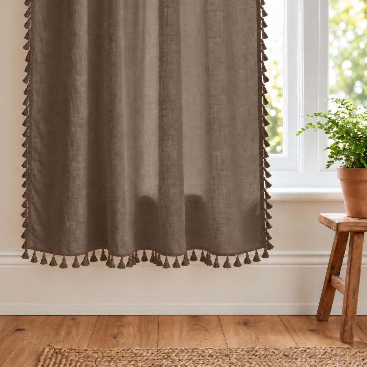Loreto Warm Brown Taupe Blackout Curtain | Set of 1 | 48 x 60 Inches - main product image