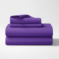 Imperial Purple 210 TC Cotton Bedsheet for King Size Bed with 2 Pillow Covers - Soft & Breathable Plain King Bed Sheet, 104 x 104 Inches