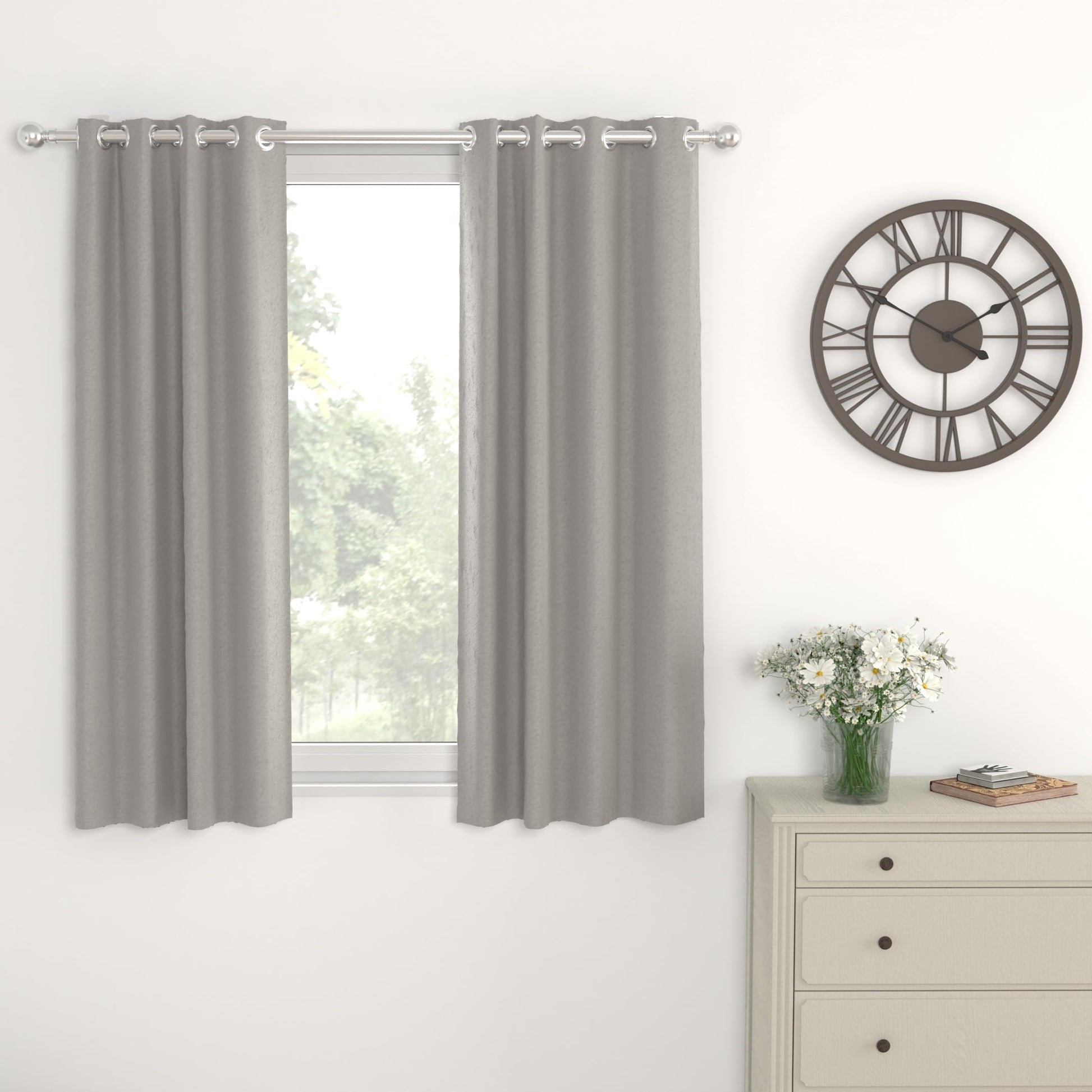 French Grey Window Curtain - Blackout Set of 2 (4 x 5 ft)