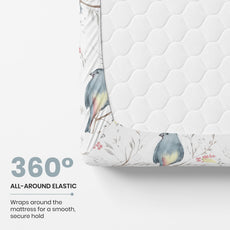 Blush Pink & Blue Bird 186 TC Cotton Fitted King Size Bedsheet with 2 Pillow Covers - 78 x 72 Inches | Soft, Breathable & All-Around Elastic