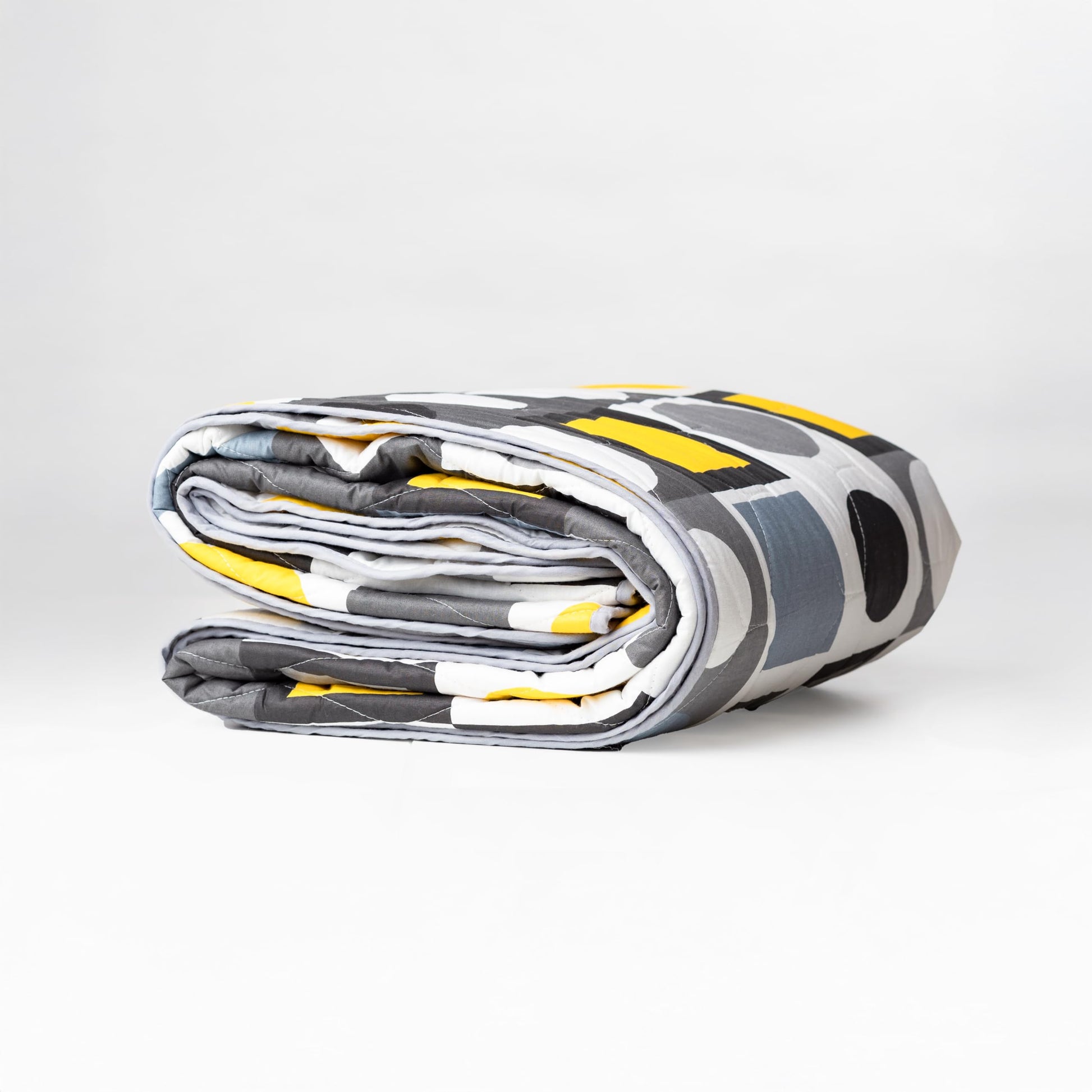 Forged Grey & Zest Yellow 100% Cotton Reversible Comforter for Single Bed | 150 GSM Lightweight Winter Quilt | AC Blanket 54" x 84"