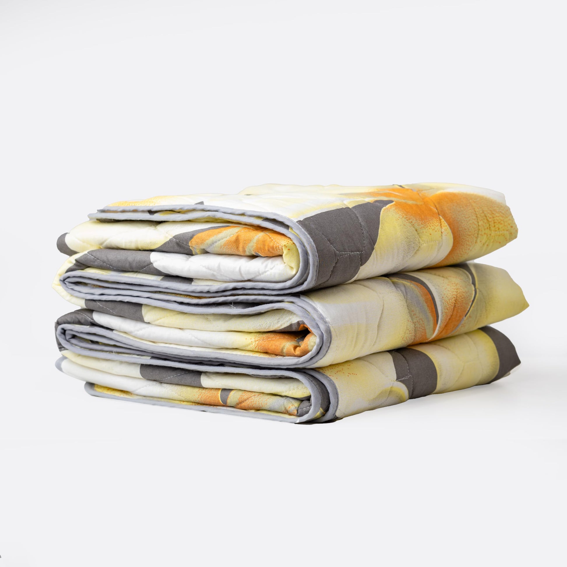 Grey & Celery White Flower 100% Cotton Reversible Comforter for Single Bed | 150 GSM Lightweight Winter Quilt | AC Blanket 54" x 84"