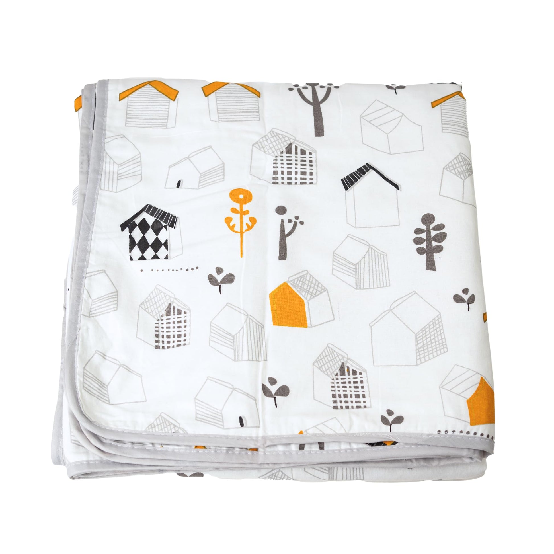 White Kids House 100% Cotton Reversible Single Bed Blanket | Lightweight & Soft AC Dohar | Breathable for All Seasons | 54 x 84 Inches