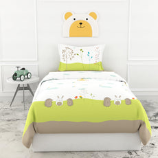 Playful Pals Single Bedsheet - 186 TC 100% Cotton with 1 Pillow Cover (58 x 88 Inches)