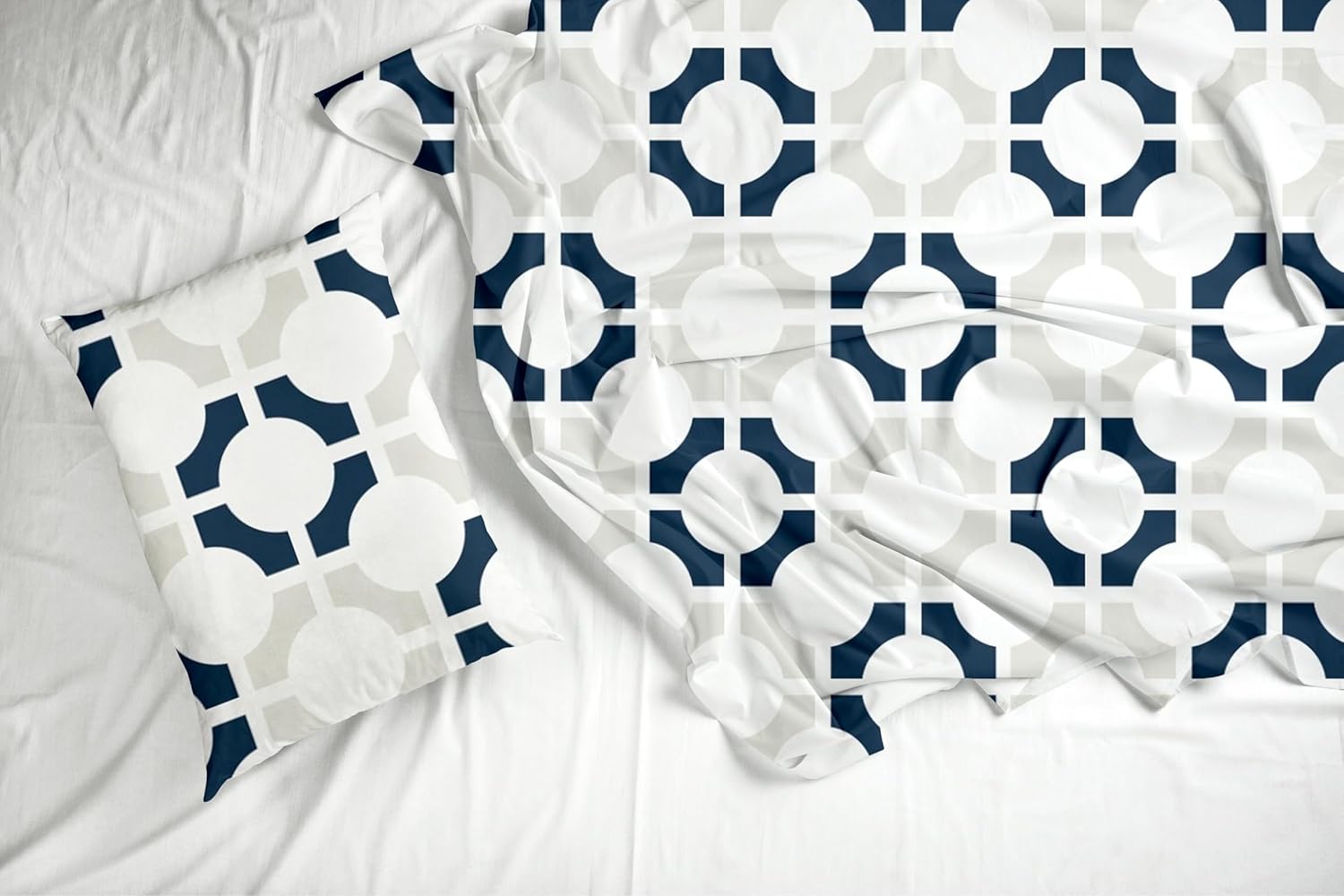 Colonial Blue Matrix 100% Cotton Flat Double Bedsheet, 144 TC