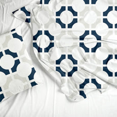 Colonial Blue Matrix 100% Cotton Flat Double Bedsheet, 144 TC