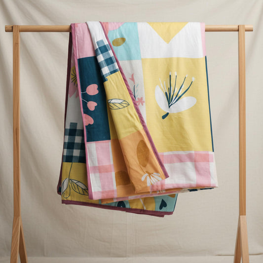 Pastel Garden Single Dohar - 100% Cambric Cotton Lightweight AC Blanket (58 x 88 Inches)