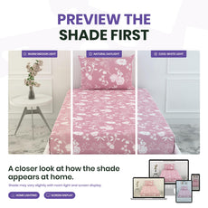Pink Vine Blooms 144 TC 100% Cotton Elastic Fitted Single Bedsheet with 1 Pillow Cover - 78 x 36 Inches