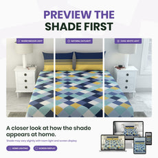 Vivid Blue and Yellow Checkered 100% Cotton Flat King Bedsheet, 144 TC