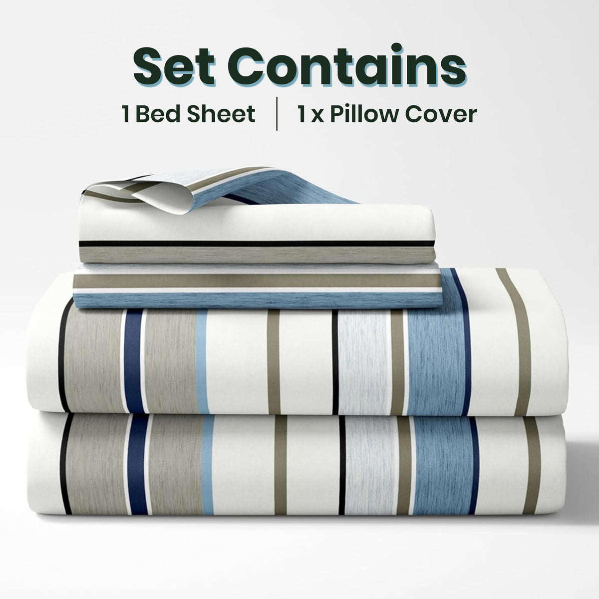 Classic Stellar Striped 100% Cotton Flat Single Bedsheet, 144 TC