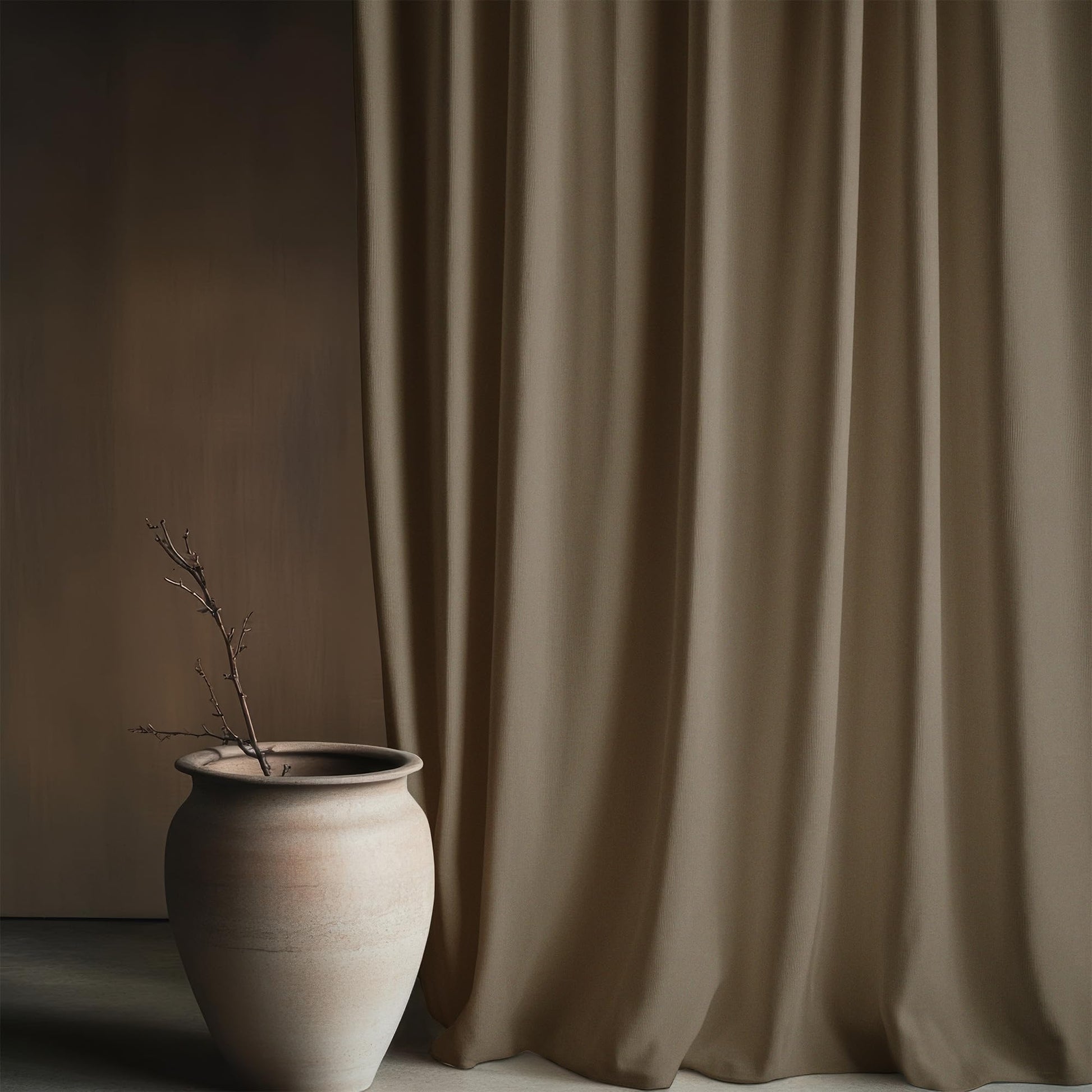 Khaki Window Curtain - Blackout Set of 2 (4 x 5 ft)