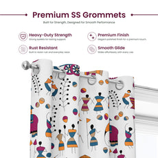 Tribal Motifs Door Curtain - Cotton Set of 2 (4 x 7 ft)