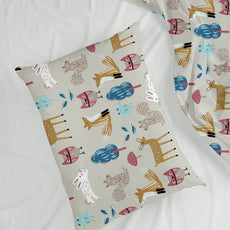 Peach Baby Animals 144 TC Cotton Pillow Cover Set of 2 - Soft, Breathable & Durable (17 x 27 Inches)
