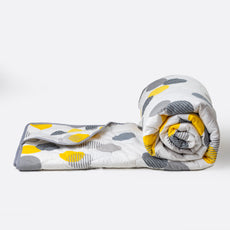 Loreto Cotton Single Comforter | Grey & Yellow Polka Dots