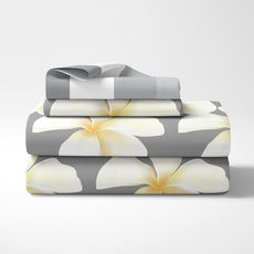 White and Grey 100% Cotton Flat King Bedsheet, 144 TC