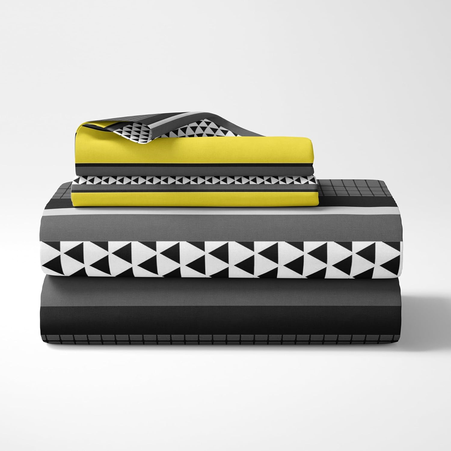 Stone Grey and Yellow Striped 100% Cotton Flat Single Bedsheet, 144 TC