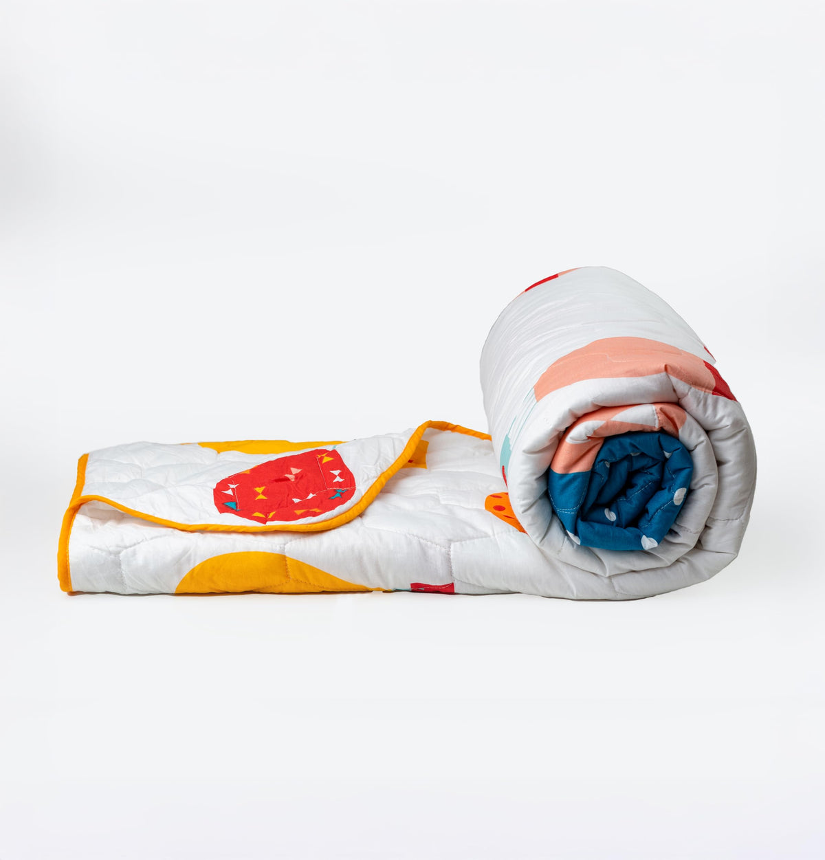 Loreto Cotton Single Comforter | Peacock Blue & Red Balloon